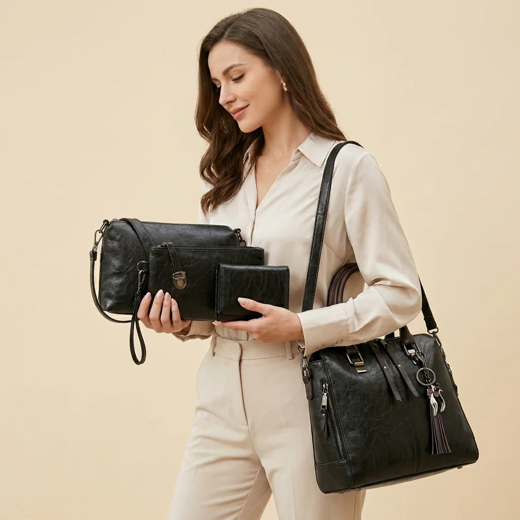 Kit de Carteras Elegancia Premium en Cuero - Compra 1 y Llévate 4